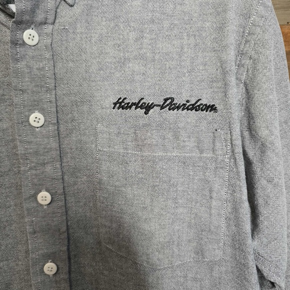 Harley-Davidson Gray Long Sleeve Button-Up Shirt Men’s Medium - Picture 4 of 8